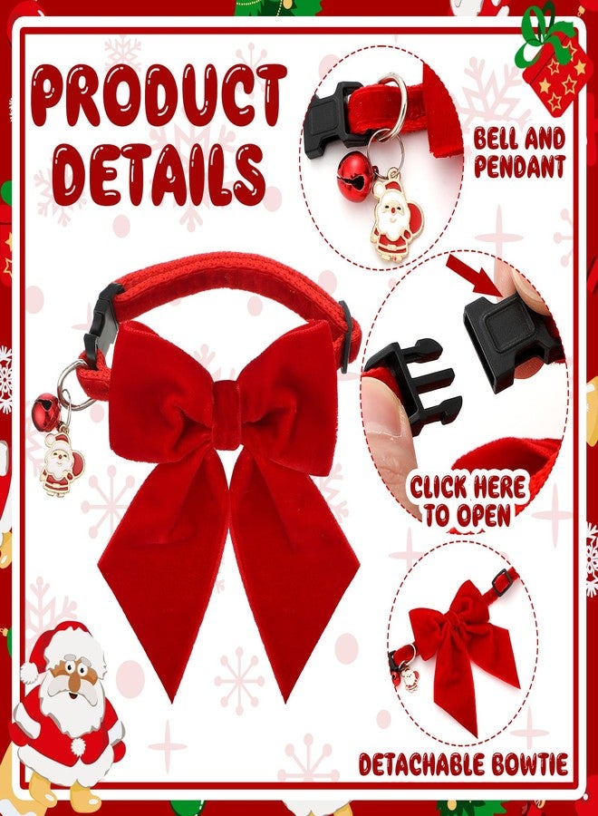 طوق قطط SilTriangle مكون من 4 قطع، قابل للفك مع فيونكة أنيقة، طوق للقطط الصغيرة مع جرس، طوق عيد الميلاد قابل للإزالة للقطط (أسود، أخضر، أحمر، بني) - Image 3